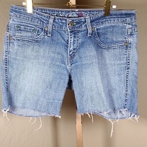 Levi's Light Blue Frayed Hem Y2K Cut Off Jean Shorts